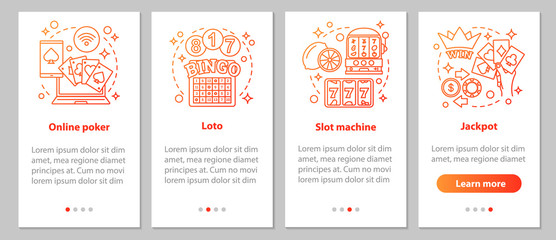 Naklejka premium Gambling onboarding mobile app page screen with linear concepts
