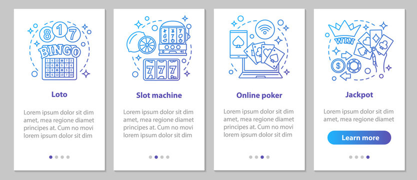 Gambling onboarding mobile app page screen with linear concepts