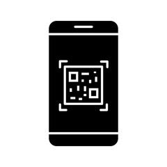 QR code scanning smartphone app glyph icon