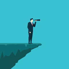 business man concept illustration hold telescope