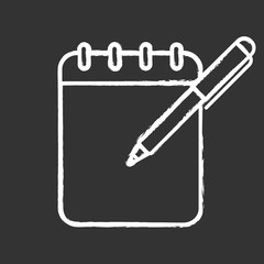 Notepad with pen chalk icon
