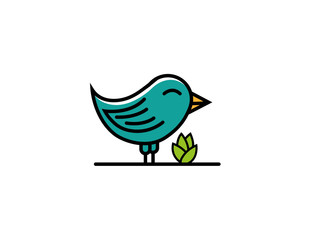 smiley bird stand beside a plant