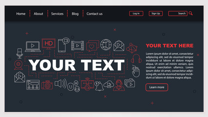 Vlogging web page design vector template