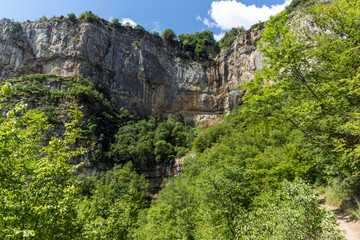 Landscape with Waterfall Skaklya near villages of Zasele and Bov at Vazov trail, Balkan Mountains, Bulgaria