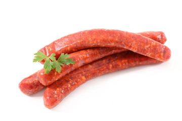 raw sausage isolated on white