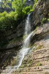 Plakat Landscape with Waterfall Skaklya near villages of Zasele and Bov at Vazov trail, Balkan Mountains, Bulgaria