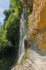 Landscape with Waterfall Skaklya near villages of Zasele and Bov at Vazov trail, Balkan Mountains, Bulgaria