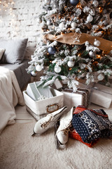 Beautiful women's skates for figure skating white.