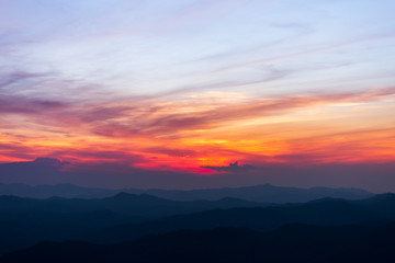 colorful dramatic sky with cloud at sunset.