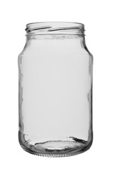 empty glass jar for canned food and compotes isolated on a white background