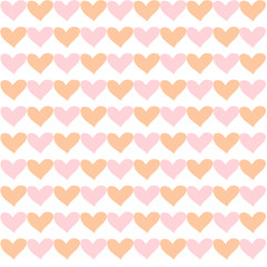 vector illustration pattern of orange and pink hearts on a white background in chess order