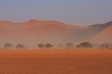 Fototapeta na wymiar Sandsturm im Namib-Naukluft-Nationalpark in der Sossusvlei-Region in Namibia