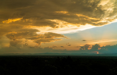 colorful dramatic sky with cloud at sunset.