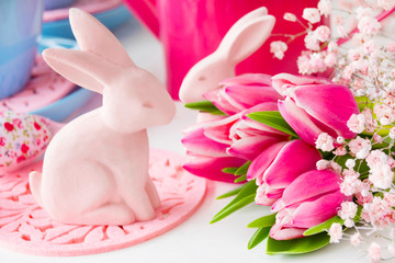 Easter  decoration and tulips