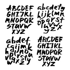 Alphabet letters.Black handwritten font drawn with liquid ink and brush. Calligraphic script vector - Vector