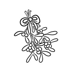 Mistletoe hand drawn isolated doodle for coloring