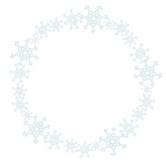 Snowflakes wreath ornament. Winter vector isolated decoration