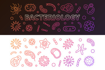 Obraz na płótnie Canvas Bacteriology colorful horizontal banners set. Vector concept outline illustration