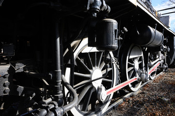 Obraz premium 蒸気機関車の動輪