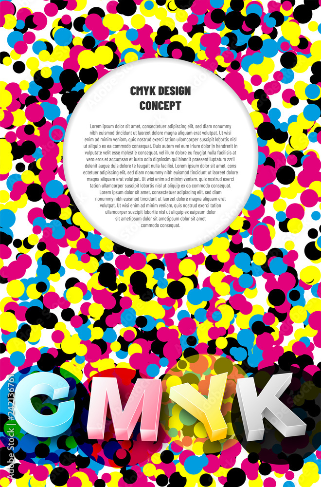 Wall mural cmyk print design concept background with color dots