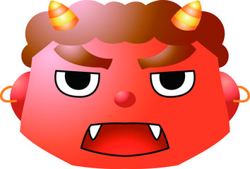 Cute japanese red Gradation demon Mask
