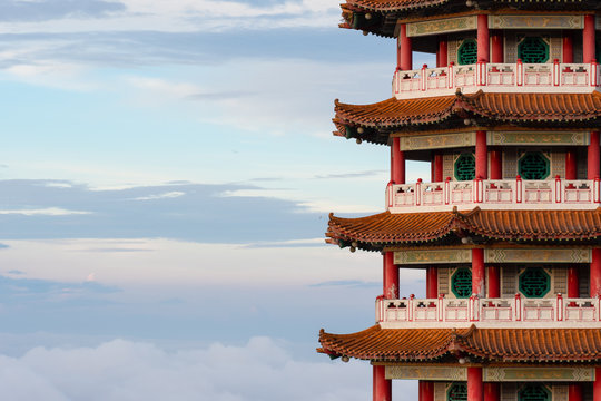 View of Pagoda of the Chinese Chin Swee Caves Temple, Genting Highlands, is a famous public tourism spot in Malaysia. Chin Swee Caves Temple is a Chinese Buddhist taoist temple