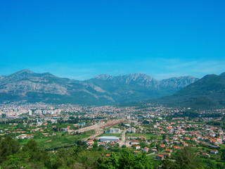 Fototapeta na wymiar View of the seascape Montenegro in Balkans. Mountains and islands.