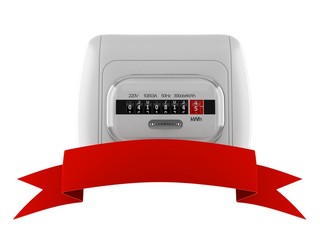 Electricity measure with blank red ribbon