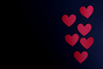 Heart shape on Valentine's Day and black background.