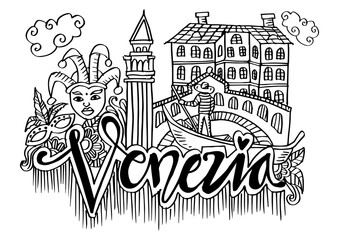 Hand Drawn Symbols Of Venezia