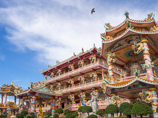 Naklejka premium Chinese Temple, Buddhist shrine in Chon Buri