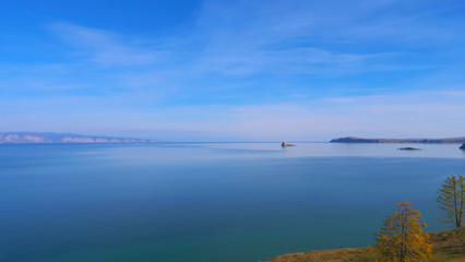 Fototapeta premium Beautiful view of Lake Baikal Olkhon Island in a sunny day, Irkutsk Russia