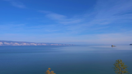 Beautiful view of Lake Baikal Olkhon Island in a sunny day, Irkutsk Russia