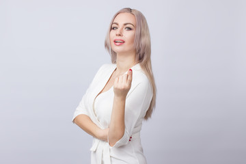 Woman wearing white dress