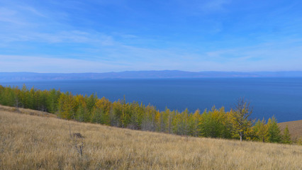 Fototapeta premium Beautiful view of Lake Baikal Olkhon Island in a sunny day, Irkutsk Russia