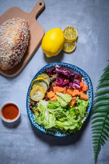 vegetable salad and bread