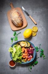 vegetable salad and bread