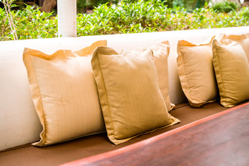 Comfortable pillow on outdoor patio