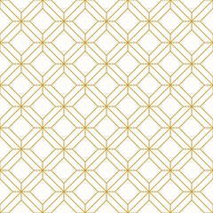 Rhombic ornament. Thin line seamless vector pattern in gold