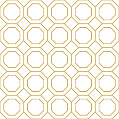 Minimal tiling design with octagons. Seamless vector pattern in gold