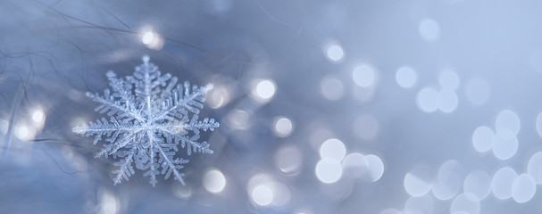 natural snowflakes on snow, photo real snowflakes. Winter snow background. Snowflake Closeup. Macro...
