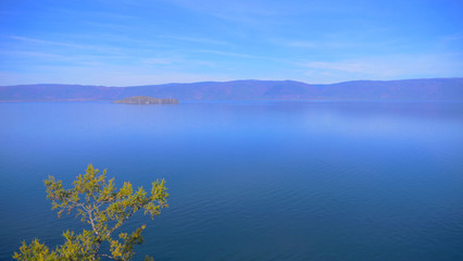 Fototapeta premium Beautiful view of Lake Baikal Olkhon Island in a sunny day, Irkutsk Russia.
