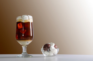 Iced coffee in a glass beaker