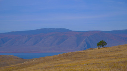 Obraz premium Beautiful view of Lake Baikal Olkhon Island in a sunny day, Irkutsk Russia.