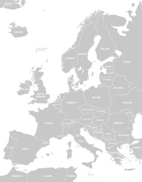 High quality Europe map with white country borders