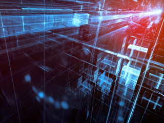 Abstract  fractal glass walls - digitally generated background