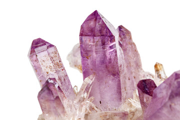 Amethyst Crystal Druse  macro mineral on white background