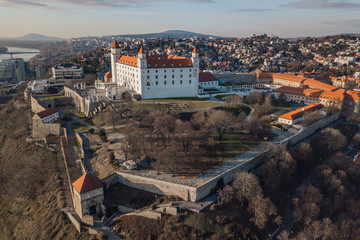 Aerial view of Bratislavsky Hrad in Bratislava, Slovakia