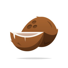 Mature brown coconut vector isolated