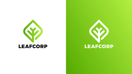 Leaf Logotype template, positive and negative variant, corporate identity for brands, nature logo, vector design